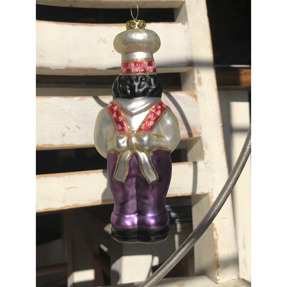 Set Of 2 Glass Blown Chef Cook Baker Ornaments 1 SCF-Other Old World?